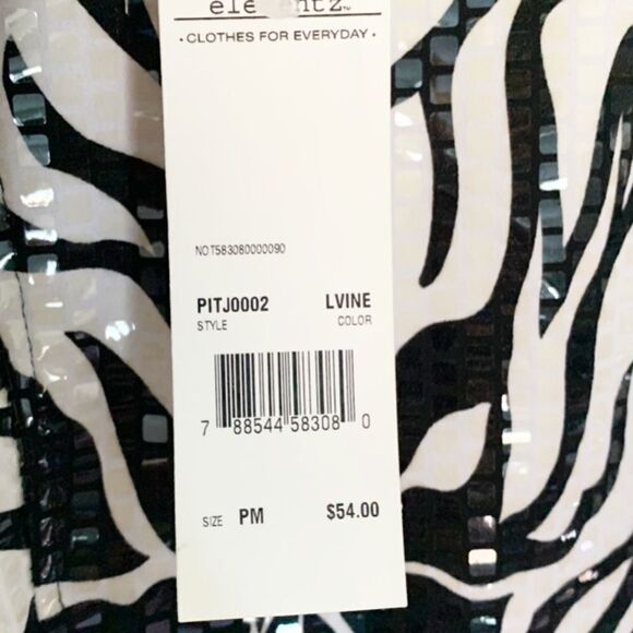 NWT Elementz Leaf Print Black & White Button Blouse — Size MP - Picture 5 of 8